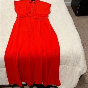 Calvin Klein Vibrant Red Midi Dress